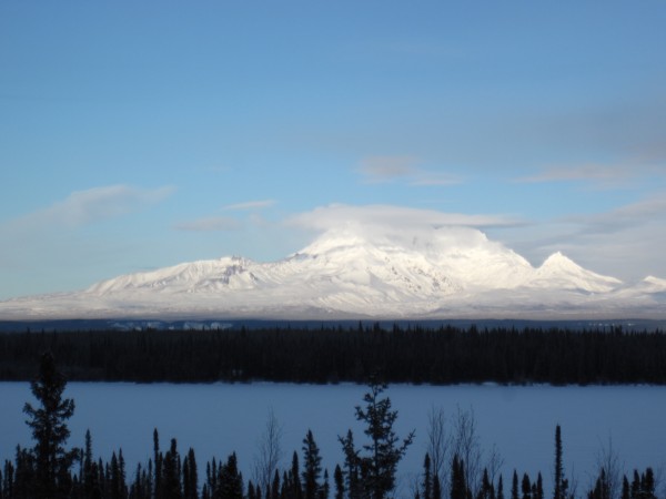 Mt. Drum obscured by clouds.