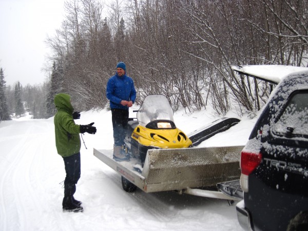 Stuart brought Harry's and his snow mobiles from Anchorage. John broug...