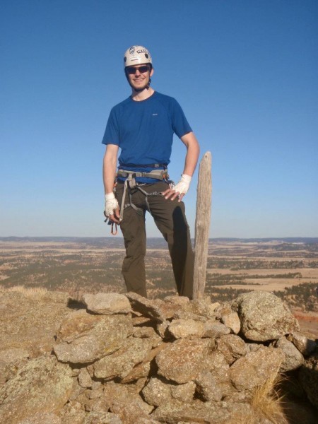 Sir Bryan at the summit of Devils Tower.