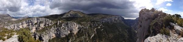 Looking down the gorge from the top of Le'Escales. La Demande finished...