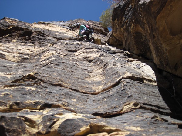 Steep, featured rock. Pretty solid, too.