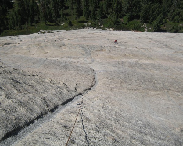 Looking down on Pitch 4. About 800 feet up.