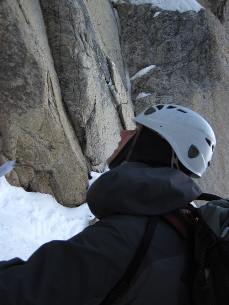 Steve pondering my fate. Decision time: do I head right for the rock p...