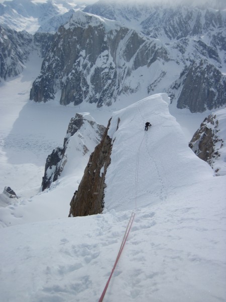 Steepish and kind of loose. Mt. Dickey and Mt. Barrill in the backgrou...