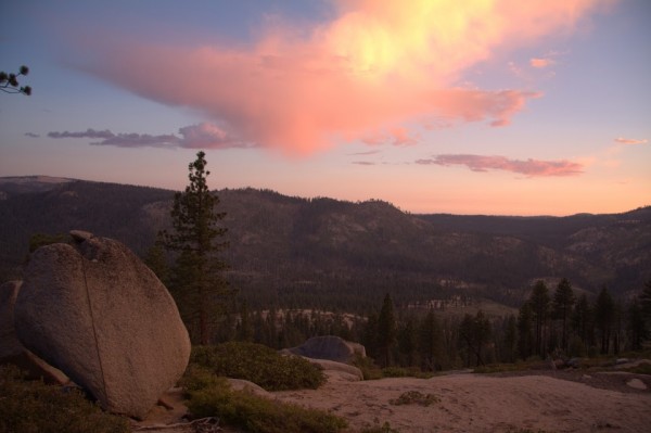 Cloud looking west at sunset from campground.