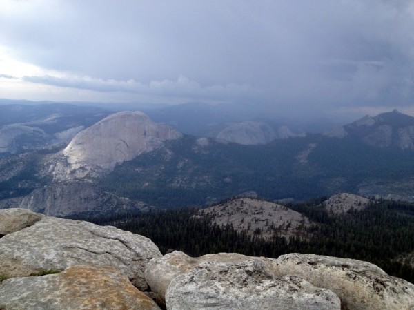 Rain and hail over Half Dome and into TM.