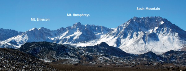 Overview of Mount Emerson, Mount Humphreys and Basin Mountain.