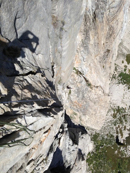 Townsend on Valkyrie's perch with pitch 12 between us.