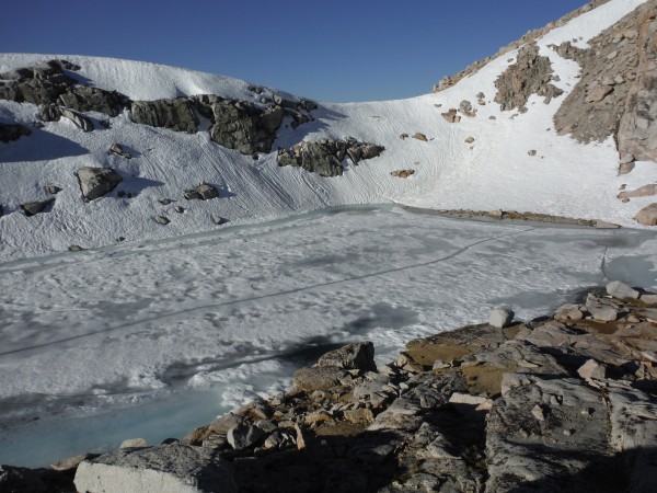 Lake at the toe of the W.Ridge, at ~12,000' &#40;photo taken 6/4/13&#41;