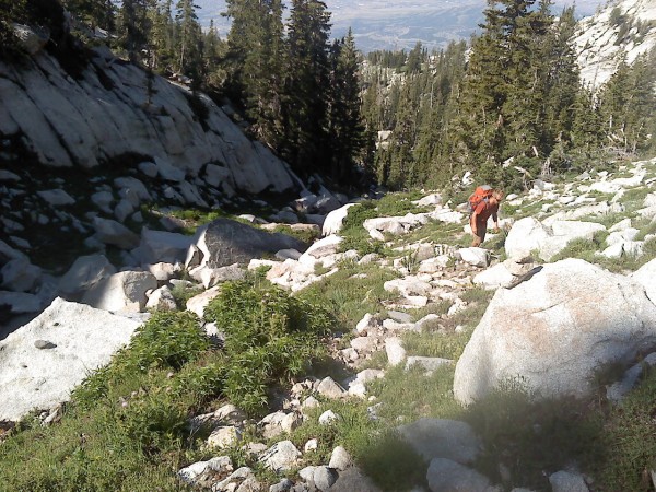 Hayden almost into the cirque talus.