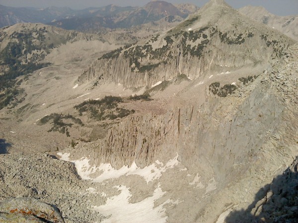 Looking down at the full ocean of talus.