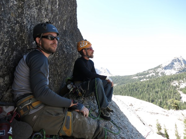 Will and I hanging out on a ledge on "Crescent Arch" on Daff Dome tryi...
