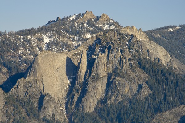 Castle Rocks as seen from Moro Rock.  The Fin is one the left, Spire i...