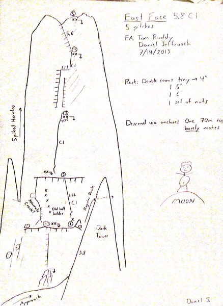 A rough topo.  This route can definitely go free if a couple of strong...