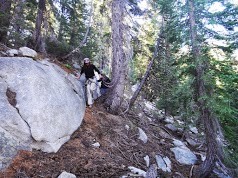 Traversing overland north of Young Lakes.