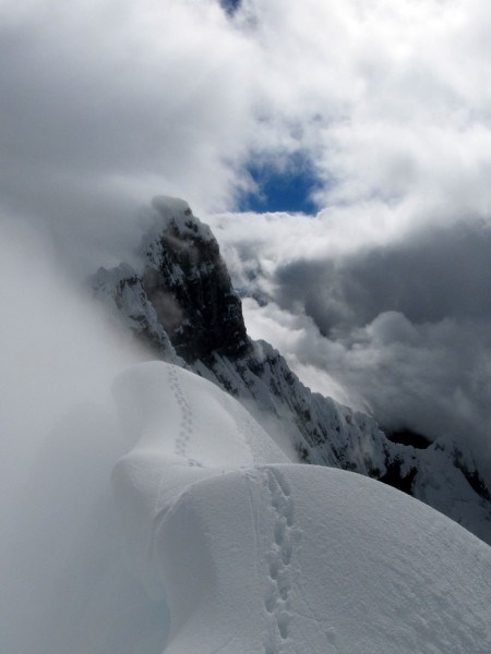 Finally the summit after four hours on the last pitch. That's Chacrara...