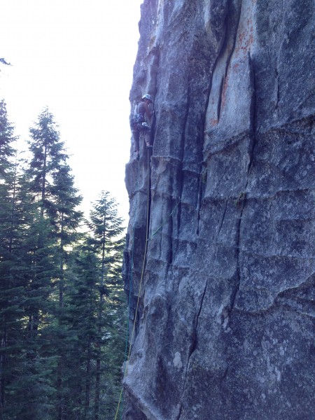 Leading first pitch - first crux pulled, 2 pc below the feet - yea!