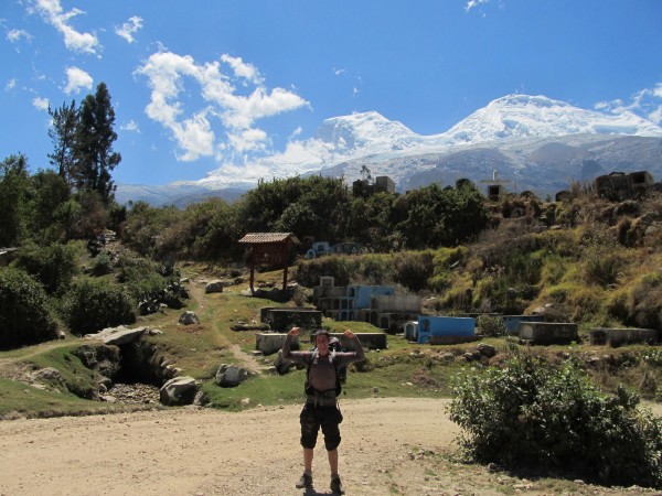 At the trailhead. Note the cemetery.