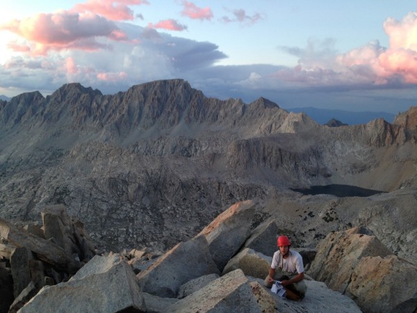 Aaron cracking the summit register on Huxley.