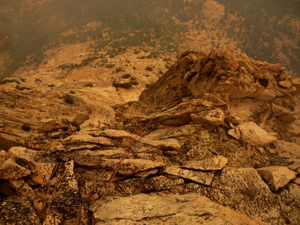 Looking down pitch 4 in smokey conditions