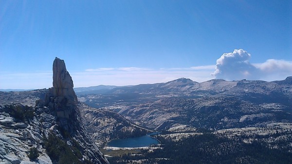 Eichorn and the mushroom cloud from the rim fire.