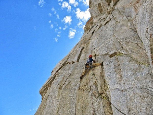 Cruxing on pitch 3 of Solar Burn