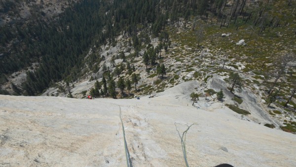 Looking down the traverse on pitch three