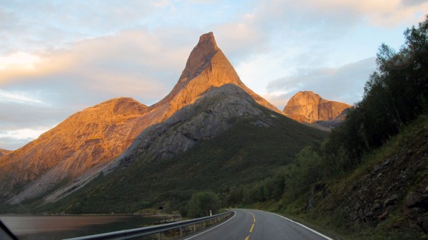 Stetind rises 1392 meters from the fjord at sea level.