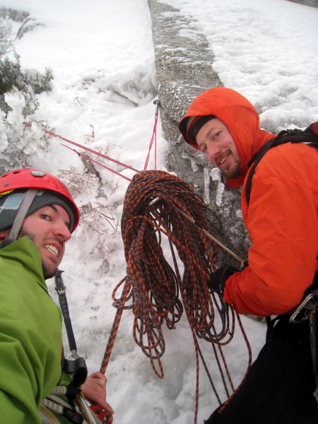 Getting ready to rap off the North Face, Tahquitz 2010_02_07