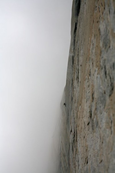 Nate fixing pitch 2 in the fog.
