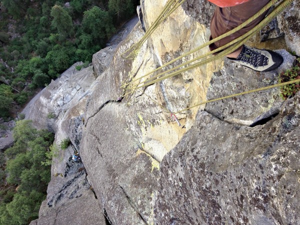 View down from the second belay &#40; we should have belayed 25' highe...