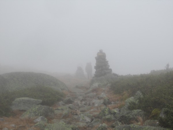 Is that a person amongst the gigantic cairns?