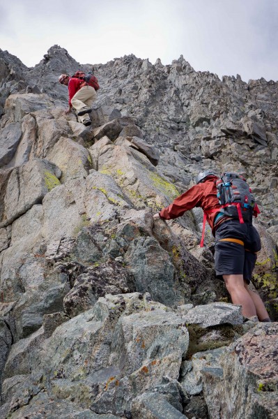 Seemed like the further left you went up the gully, the rock got steep...