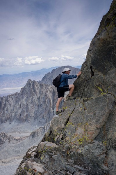 Alex choosing the steeper summit ridge to the peak