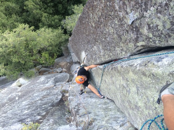 Neal follows the steep section of P2