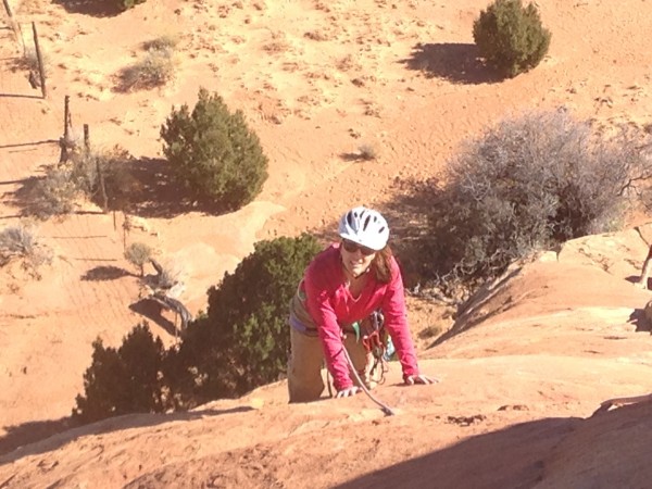 Dawn and her all purpose climbing and biking helmet