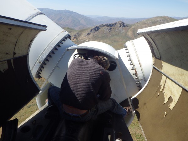 wade working on the turbine. we didnt believe in PPE