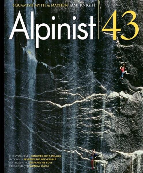 Summer 2013 Alpinist cover depicting Rich Wheater's 1998 photograph of...