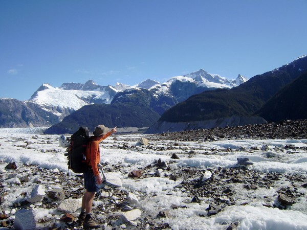Thom Englebach on the Exploradores Glacier 500 feet above sea level.