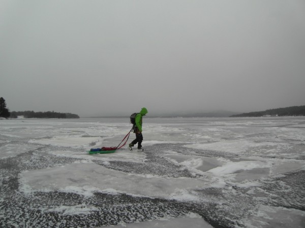 The one mile walk over Lake Champlain to get to the climbs