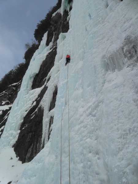 Leading pitch 1 of Mindbender at Lake Willoughby