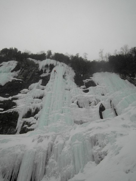 Rappeling in the start of a snowstorm