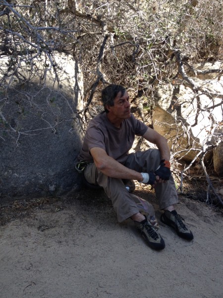 Phillipe F. taking a break after a beautiful climb on PlayHouse Rock