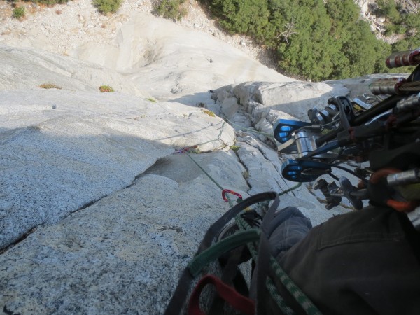 Looking down halfway up Pitch 2 of New Dawn