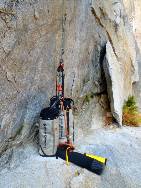 Bags ready to haul from base.