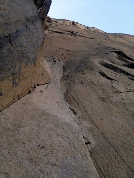 Looking up at pitch 8 from Lay Lady Ledge