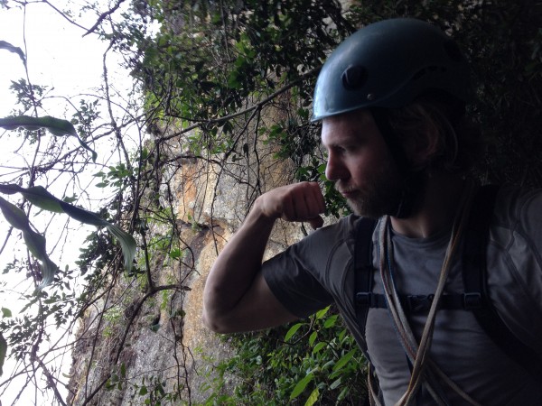 Johan at the jungle belay, being awesome.