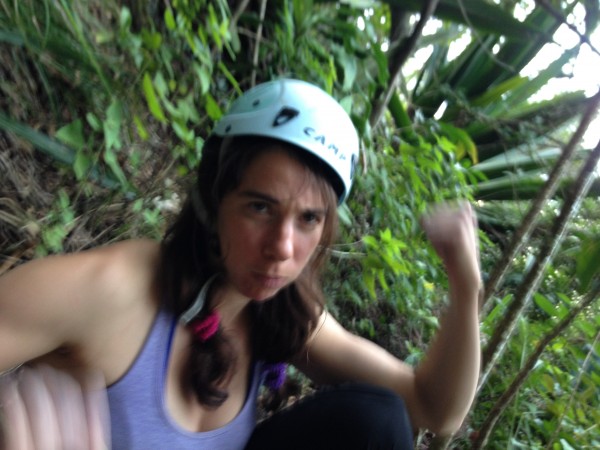 Steph crushing the jungle belay.