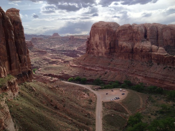 The view of Kane Creek and amasaback parking from Jimmy's Chimney