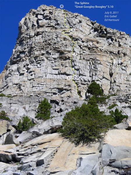 Great Googley Boogley, 5.10, The Sphinx, Tioga Pass FA 7/9/2011 Eric G...